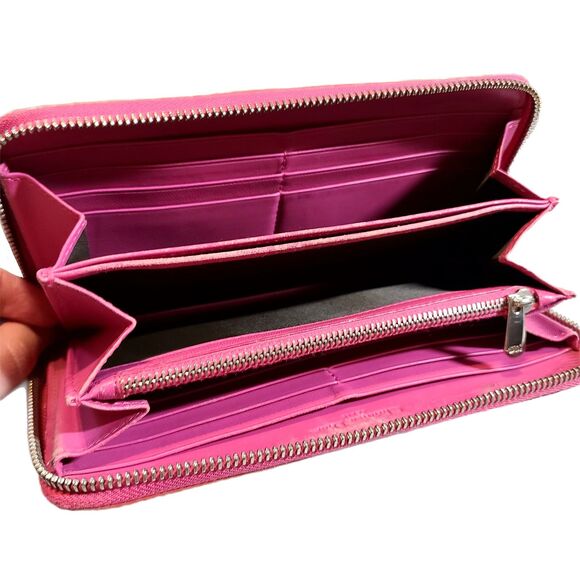 Christian Dior Authentic Ultimate Voyager Coral Orange Leather Zippy Long Wallet - Picture 7 of 11